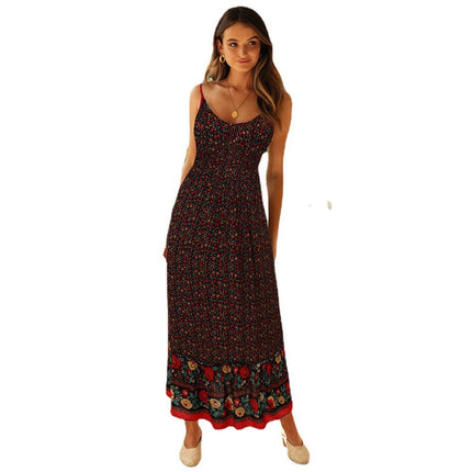 Women Bohemian Halter Floral Swing Dress