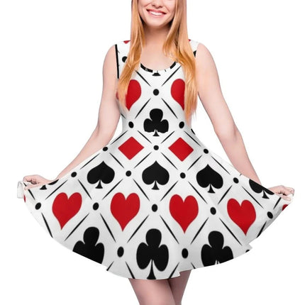 Women 3D Fashion Poker Playing Card Skater Dress