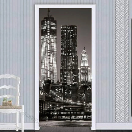 Black White Cityscape Funny 3D Wall Stickers