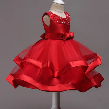 Baby Girl 2-12Y Elegant Pink Cake Wedding Evening Party Dress