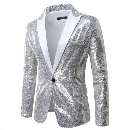 Men Plaid Sequin 3D Party Blazer