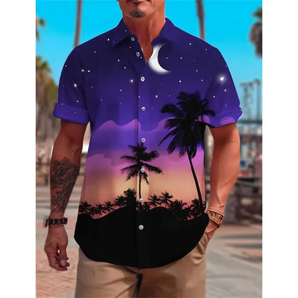 Men Sunset Graphic Short Beach Shirts