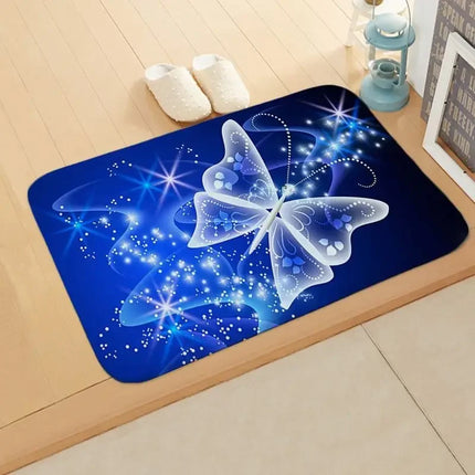 Dark Purple 3D Butterfly Living Area Modern Rug