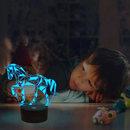 3D LED Horse Unicorn Animal USB Night Light