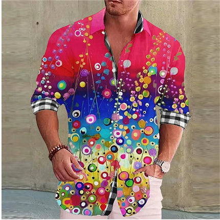 Men Casual Vacation Wear Floral Lapel Shirt