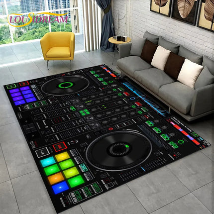 3D DJ Music Keyboard Living Area Rugs