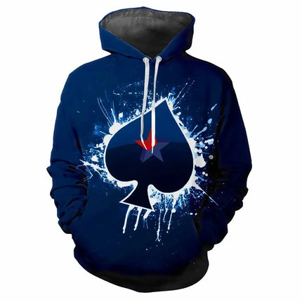 Men Hot 3D Poker Ace Spades Party Hoodies