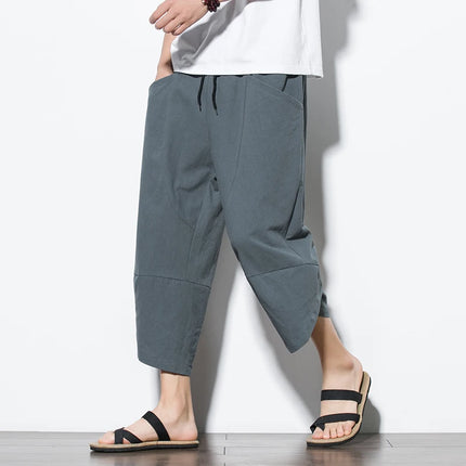 Men 2024 Asian Cotton Linen Pants