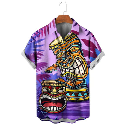 Men Hawaiian Tiki Ghost 3D Beach Shirts