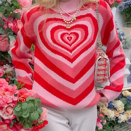 Women Knitted 90s Vintage Heart Sweaters