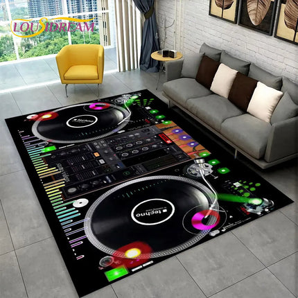 3D DJ Music Keyboard Living Area Rugs