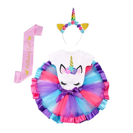 Baby Girl Rainbow Unicorn Tutu Dress Sets