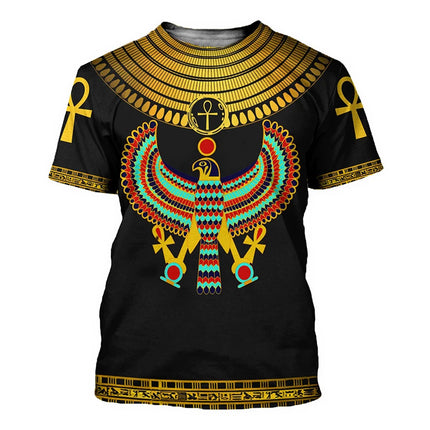 Men Gold Ancient Egyptian 3D Horus Costume Shirts