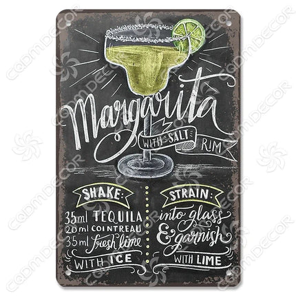 Pina Colada Drink Mojito Vintage Wall Sign