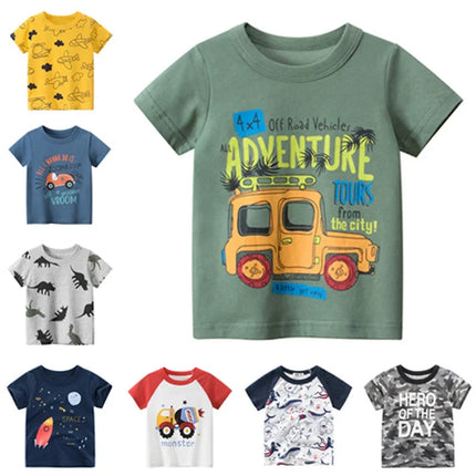 Baby Boys Car Dinosaur 2-12Y Summer Tees