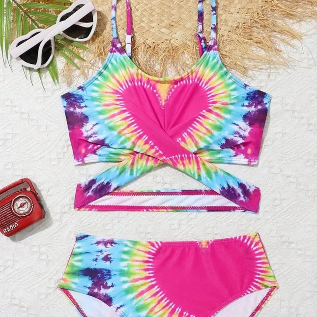 Baby Girl 2pc Tie-Dye Heart 7-12Y Swimwear Set