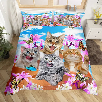 Home Animal 3D Cat Bedroom Duvet Bedding Set