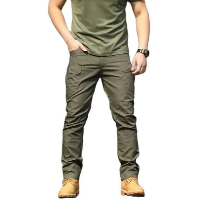 Men Tactical Slim Fit Black Green Cargo Pants