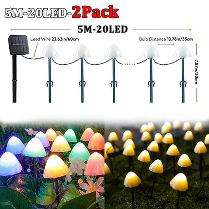 Solar 10-90 LED Mushroom Landscape Patio Lights