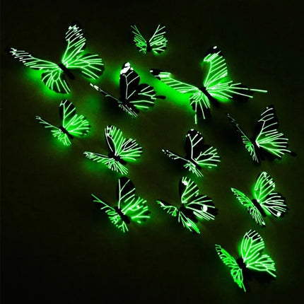 Nordic Butterfly 12pc 3D Luminous Animal DIY Wall Stickers