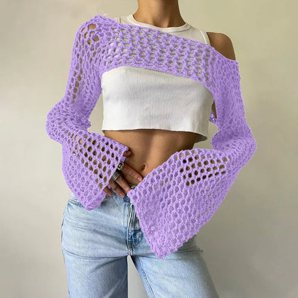 Women Vintage Summer Hollow Crop Top

