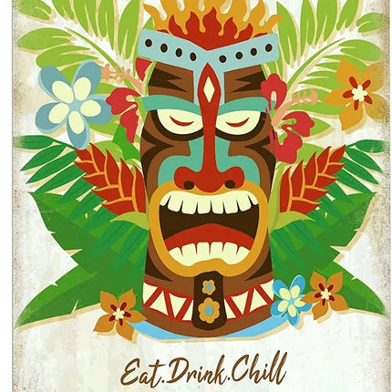 Retro Vintage Tiki Bar Outdoor Wall Sign Decor