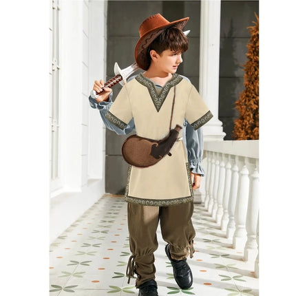 Kids Medieval Viking Knight Pirate short Costume Tops