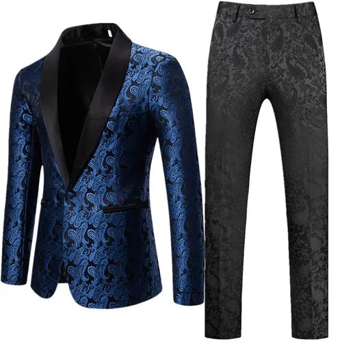 Men Floral 2pc Wedding Tuxedo Suit