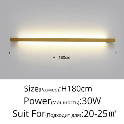 Minimalist Long LED Bar Lamp Bedside Bedroom Indoor Wall Sconce