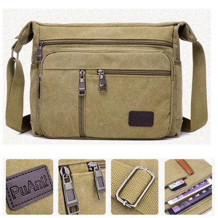 Men Business Casual Khaki Shoulder Crossbody Bags