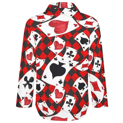 Women 3D Poker Party Cards Office Blouse