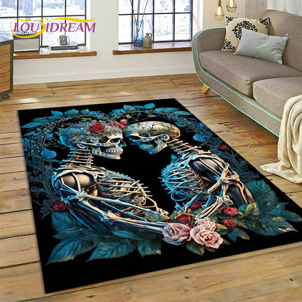 Home Cartoon Skull Gothic 3D Area Rugs