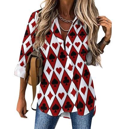 Women 3D Poker Party Cards Office Blouse