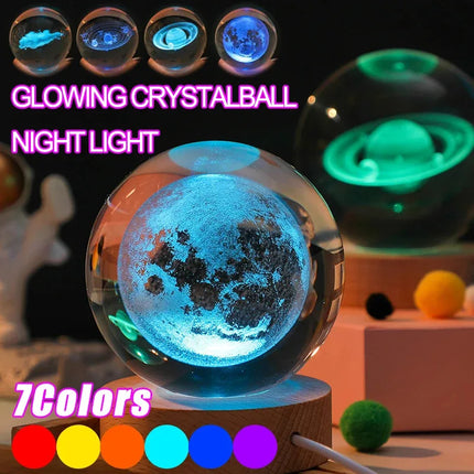 3D Crystal RGB Planetary Galaxy Night Light