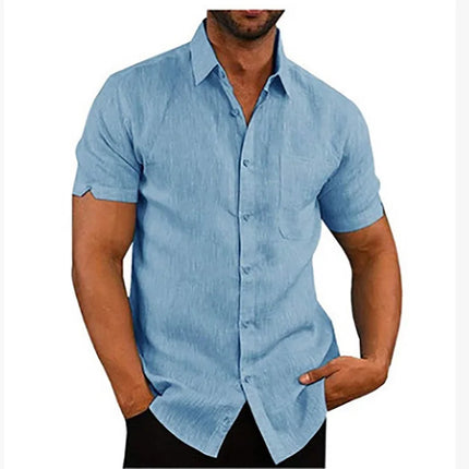 Men Short Linen Summer Business Shirts - Mad Fly Essentials