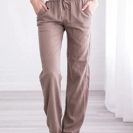 Women Drawstring Casual Wide Leg Pants