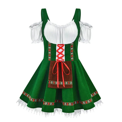 Women Plus Oktoberfest Bavarian Dirndl Waitress Costume Dress