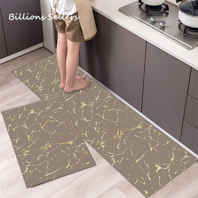 Kitchen Floor Mat Abstract Black Gold Doormat