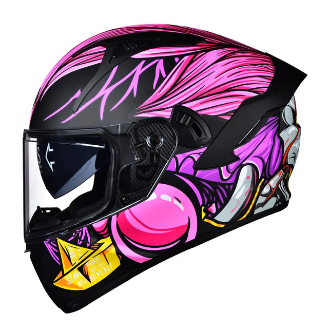 Full Face Pink Monster 3D DOT-Approved Helmets