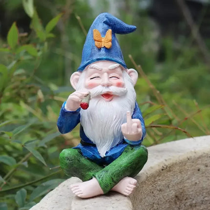 Gnome Smoking Finger Home Garden Figurine