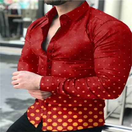 Men Long 3D Polka Dot Party Shirts - Mad Fly Essentials