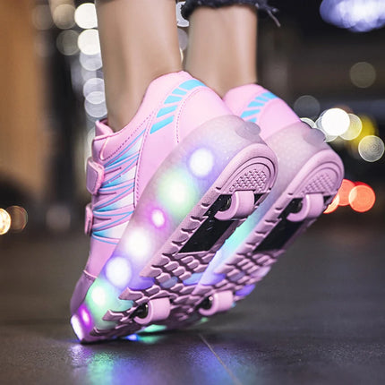 Kid Girl Tow Wheels LED Skate Shoes