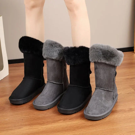 Women Plush Fur Top Snow Boots