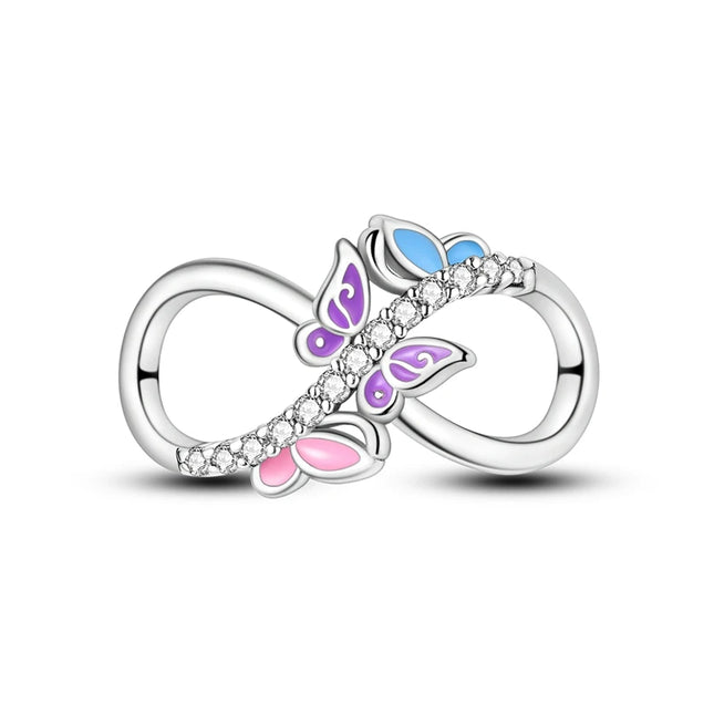 Women 925 Sterling Silver Infinity Butterfly Charm