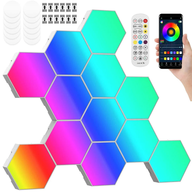 RGBIC LED Smart App Remote Hexagonal DIY Night Lights.