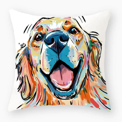 Watercolor Dog Cartoon Style 45x45cm Pillow Case