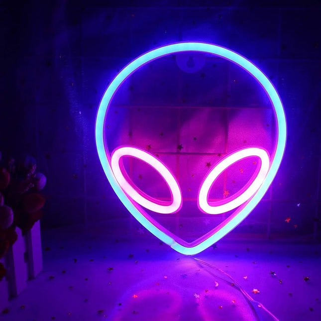 Neon Alien Head Sign USB LED Light