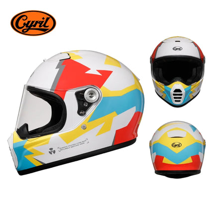 Lightweight Full Face White Beige Retro Motorcycle Helmet