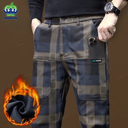 Men British Plaid Business Casual Pants