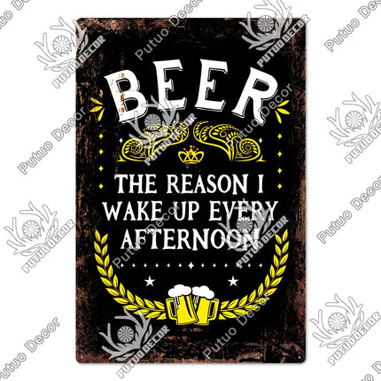 Save Water Drink Beer Vintage Sign Decor